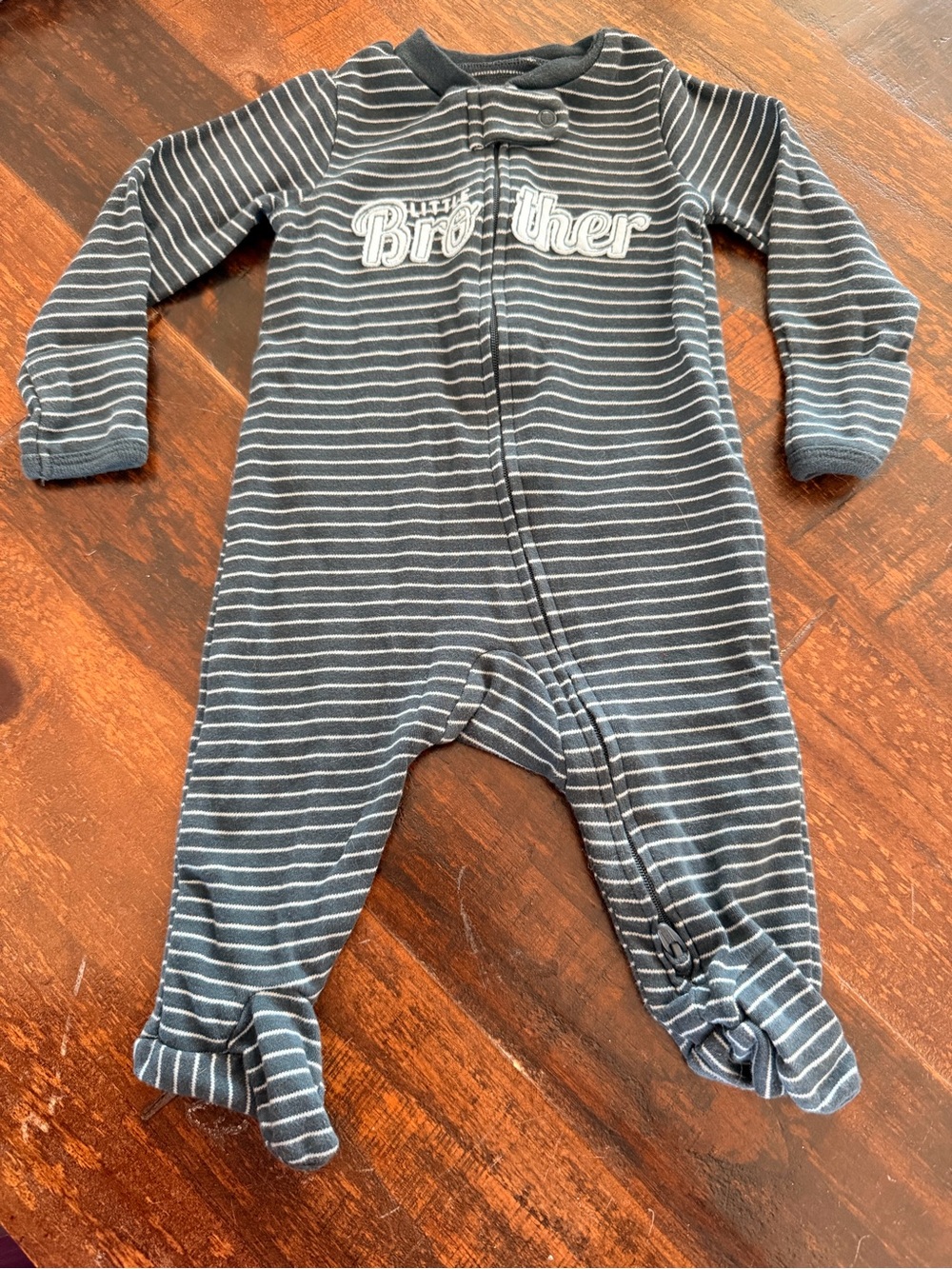 👚CLOSET CLEAN OUT SALE👖Striped "Little Brother" Navy Footie Pj